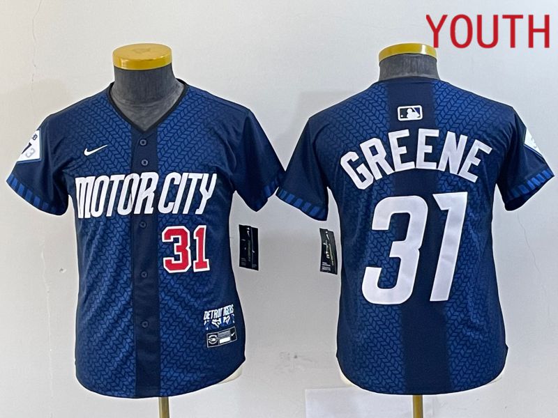 Youth Detroit Tigers #31 Greene Blue City Edition Nike 2024 MLB Jersey style 3->youth mlb jersey->Youth Jersey